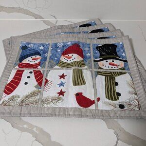 St. Nicholas Square Winter Themed Cotton Quilted Placemats Set of 4